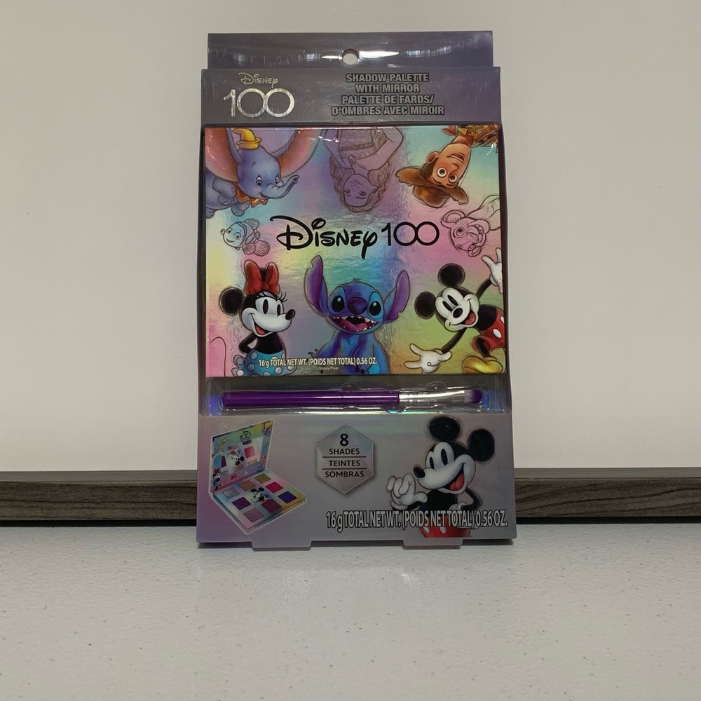 Disney 100 Eyeshadow Palette with Mirror and Cosmetic Brush-New